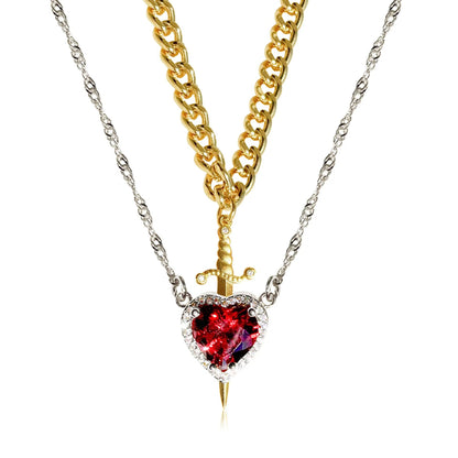 Heart & Sword Necklace – Unisex Stainless Steel Pendant for Gifts & Style
