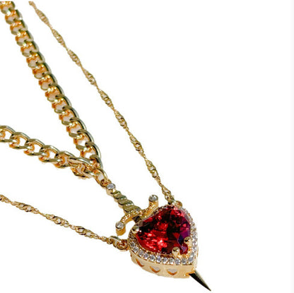 Heart & Sword Necklace – Unisex Stainless Steel Pendant for Gifts & Style