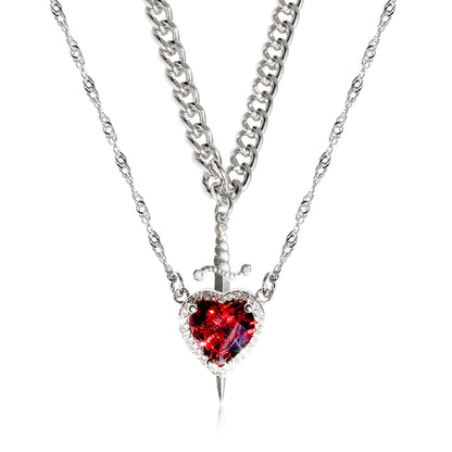 Heart & Sword Necklace – Unisex Stainless Steel Pendant for Gifts & Style
