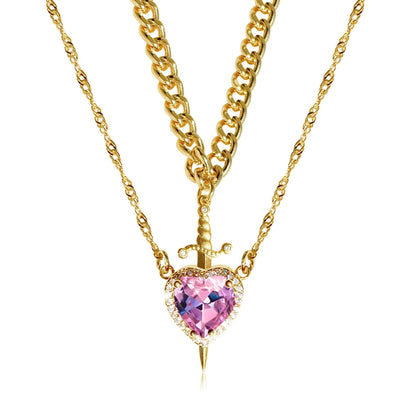 Heart & Sword Necklace – Unisex Stainless Steel Pendant for Gifts & Style