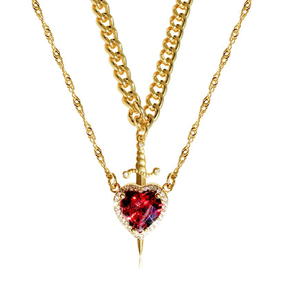 Heart & Sword Necklace – Unisex Stainless Steel Pendant for Gifts & Style