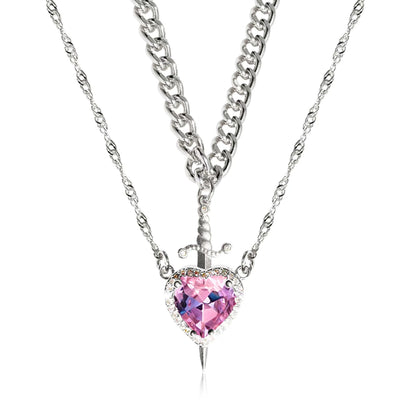 Heart & Sword Necklace – Unisex Stainless Steel Pendant for Gifts & Style